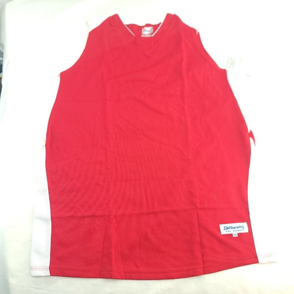 Intensity Womens Red White Sleeveless Diamond Basketball Jersey Size 2XL